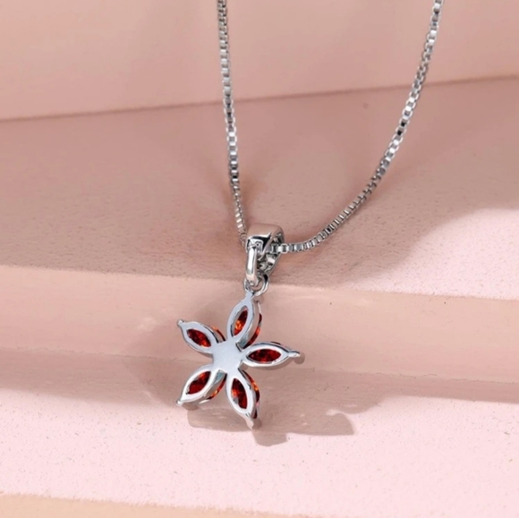 Garnet Flower Necklace - Picture 3 of 3